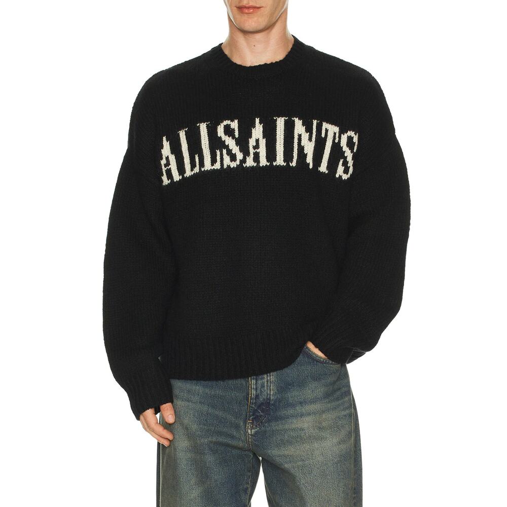 ALLSAINTS Stokes Oversized Black Boxy Sweater Size Medium